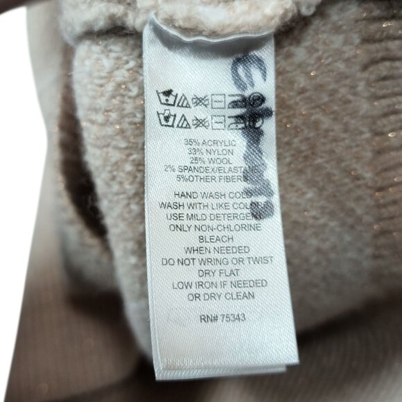 Rachel Zoe Wool Blend Tan Zip Up Mock Neck Knit Cardigan Sweater Women's Medium - Picture 7 of 7